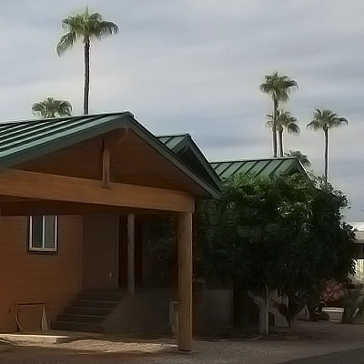 building in Arizona with green standing seam metal roof