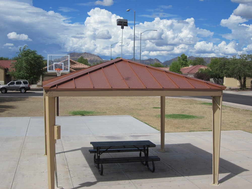 park pergola metal roofing