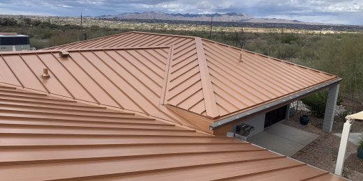 Valey image of a new Standingseam metal roof By Vertex Roofing in Arizona